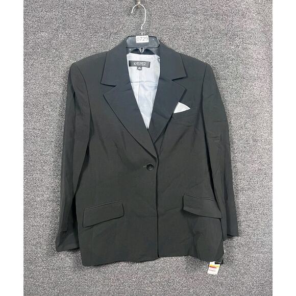 Kasper Blazer Jacket Suit Separate Solid Black Womens Size 14 One Button NWT - Picture 1 of 12